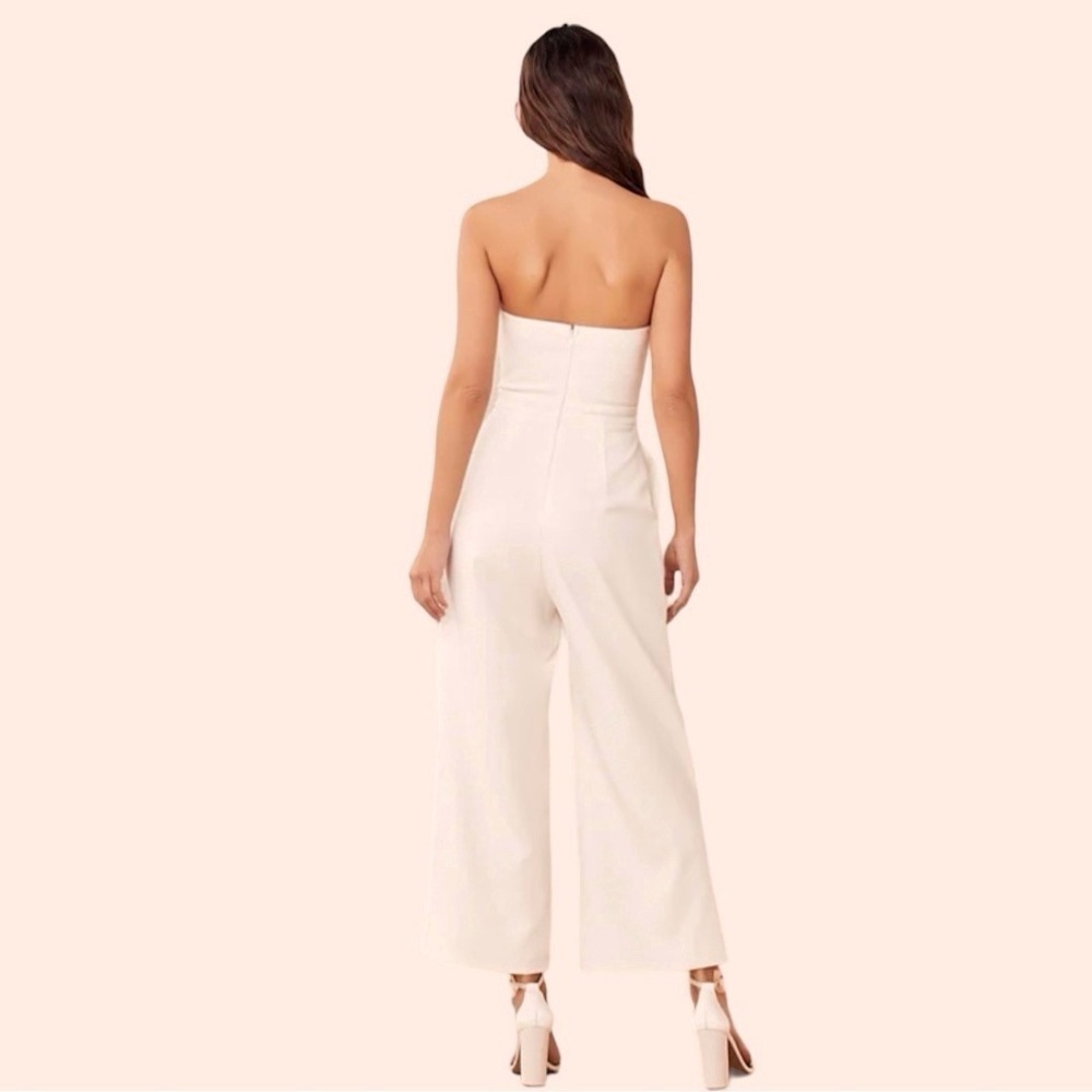 NWT Lulus Won A Heart Strapless Sweetheart Wide Leg Jumpsuit White XS - Picture 3 of 16
